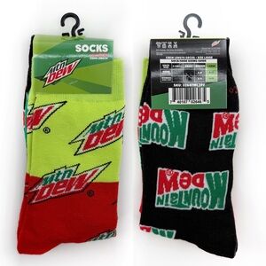 Odd Sox Mountain Dew Crew Socks Mens Womens 2 Pairs Fun Gift Green Red Black